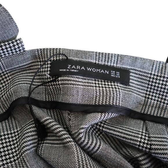 Zara Womens Pinafore Jumpsuit Size XS Cropped Wide Leg Ruffle Straps Plaid Print - Picture 8 of 14